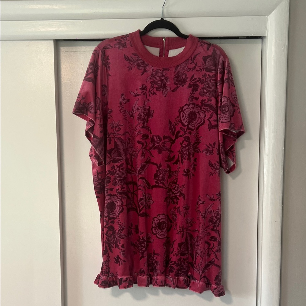 Floral Pink Dress with Ruffle Hem